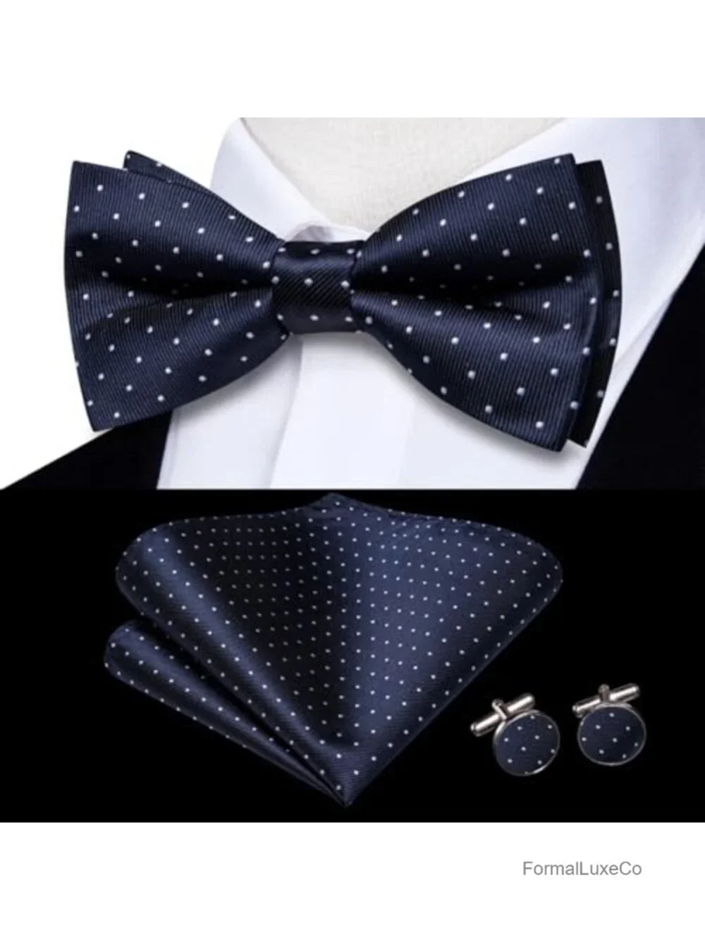 Pre-Tied Paisley Striped Bowtie Set with Pocket Square for Men Wedding Business